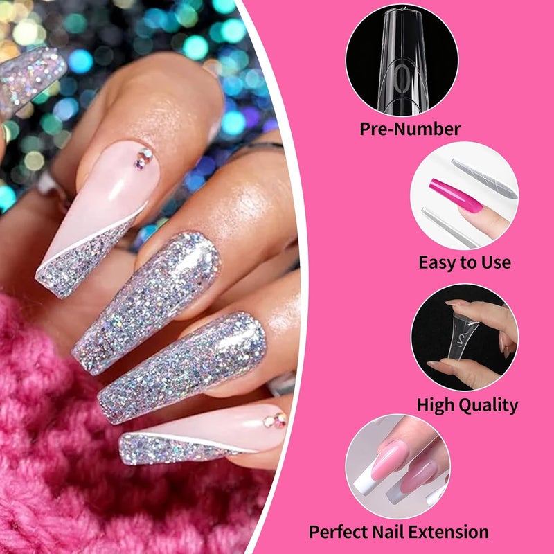 BOMOQING 240Pcs Sandwich Dual Nail Forms, 15 sizes Long Coffin Nail Forms For Builder Gel, Reusable Full Cover Nail Molds for Salon & DIY at Home - Image 5